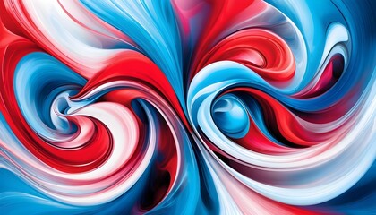 Wall Mural - Vibrant Abstract Dance of Swirling Hues in Red, Blue, and White Capturing Energy and Movement