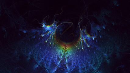 Wall Mural - 3d manual rendering abstract blue fractal light background. its not ai generatd illustration.
