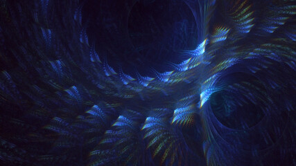 Wall Mural - 3d manual rendering abstract blue fractal light background. its not ai generatd illustration.