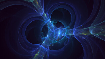 Wall Mural - 3d manual rendering abstract blue fractal light background. its not ai generatd illustration.