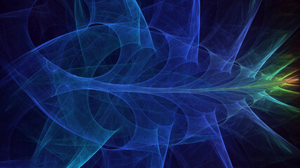 Wall Mural - 3d manual rendering abstract blue fractal light background. its not ai generatd illustration.