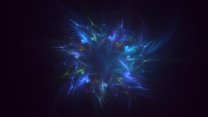 Wall Mural - 3d manual rendering abstract blue fractal light background. its not ai generatd illustration.