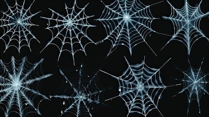 Set of spider webs, Halloween elements, Happy Halloween