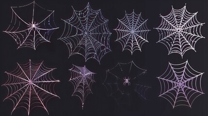 Set of spider webs, Halloween elements, Happy Halloween