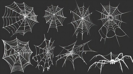 Set of spider webs, Halloween elements, Happy Halloween