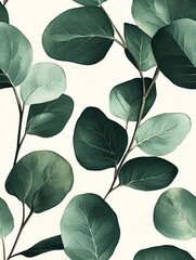 Sticker - an impressionist botanical painting in sage green on a solid light beige background, eucalyptus leaf 