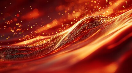 Canvas Print - keywords red gradient background, scattering gold, flow, high saturation, rich details, horizontal p