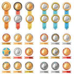 set of gold silver and medals icon