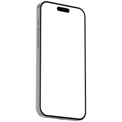 isolated isometric style mockup template of white titanium smartphone. with no background