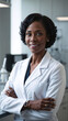 © Andrii Gatchenko - Confident Black Woman in Forensic Medical Expert Role, Standing in Modern Laboratory Setting