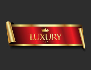 Wall Mural - gold and red luxury label premium quality certificate ribbon illustration