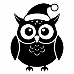 Wall Mural - Cute Christmas Kids Owl Black silhouette