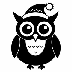 Wall Mural - Cute Christmas Kids Owl Black silhouette