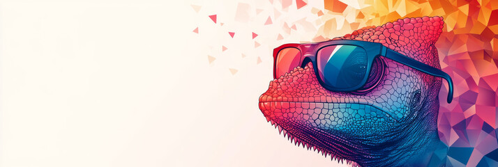 Wall Mural - Cool chameleon wearing sunglasses