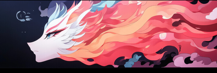 Canvas Print - A fiery anime character with flowing hair.