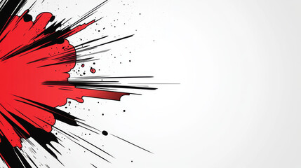 Wall Mural - Abstract red and black splatter with white background.