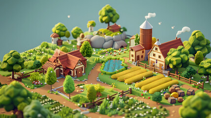 Sticker - Farm Map isometric game 3D