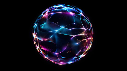 Poster - Sphere with connecting points. Global Connection Technology. The accumulation of information. 3D rendering.