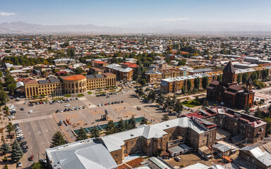 Canvas Print - Aerial view of Gyumri downtown on a sunny day