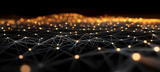 The structure of the network connection of points and lines. Data technology. Digital background. 3D rendering.