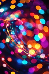 A mesmerizing swirl of colorful bokeh lights creating a vibrant and festive atmosphere for celebration.