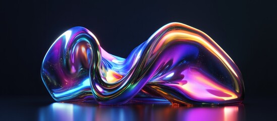 Poster - Abstract Liquid Metal Sculpture with Iridescent Colors