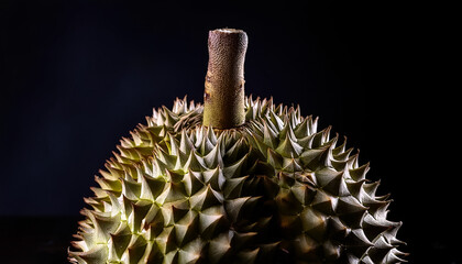 Close-up of fresh durian Fruit with water drops on a pitch white background