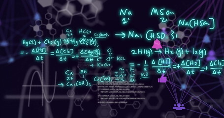 Sticker - Image of scientific data processing over dark background