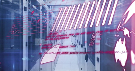 Wall Mural - Image of data processing over computer servers