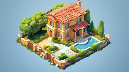 Sticker - Mansion Map isometric 3D