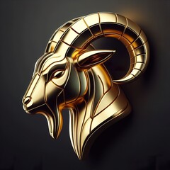 Wall Mural - a cool and hip gold shinny metallic futuristic goat character