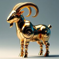 Wall Mural - a cool and hip gold shinny metallic futuristic goat character