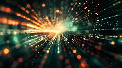 Wall Mural - digital background featuring an abstract, digital space with glowing lights and futuristic elements