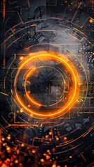 Wall Mural - abstract futuristic digital background with circular elements and glowing lights