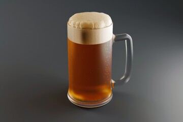 A frothy mug of amber ale resting on a dark surface, inviting relaxation and camaraderie at sunset