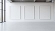 © Naphol - Minimalist gallery space with three blank frames on a white wall.