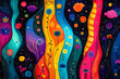 © Monktwins - Vibrant colors and smooth shapes of a trendy psychedelic floral background