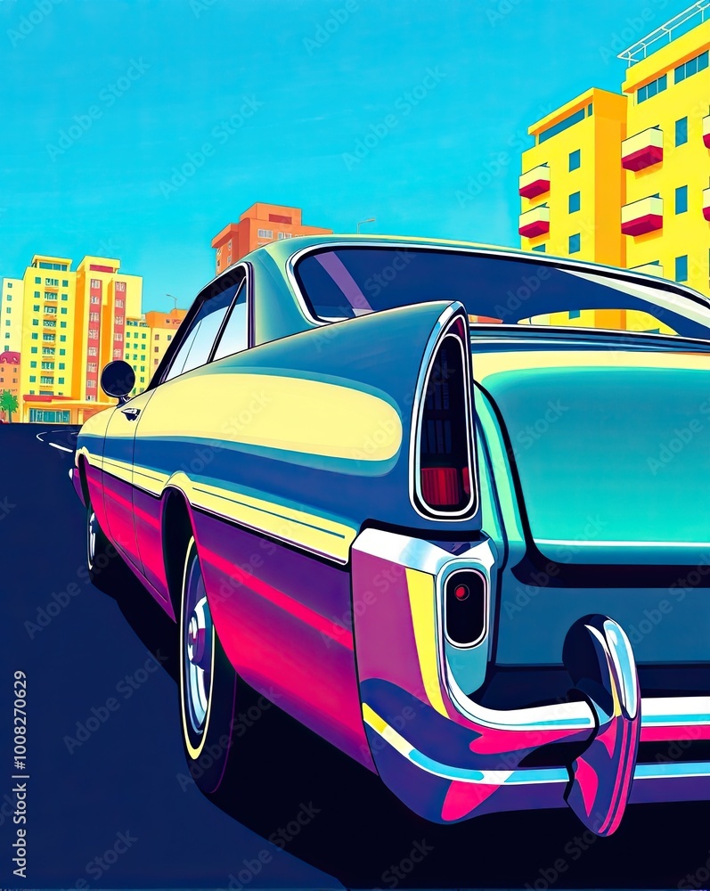 Cartoon vector art illustration of retro vintage old expensive car 4k ...