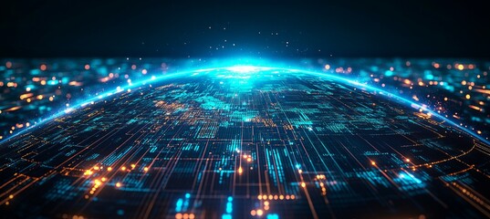 Web space virtual digital world technology background. Generative AI technology.	
