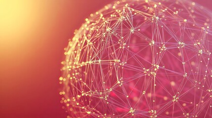 A red and gold sphere with a network of lines radiating from it