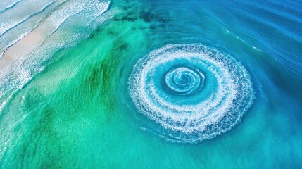 Artistic Spiral Wave in Tranquil Ocean Waters