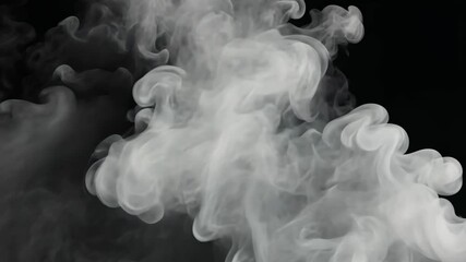 Wall Mural - White smoke billows against a black background
