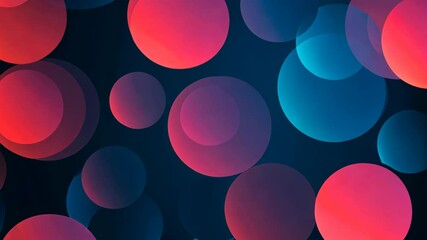 Wall Mural - red and blue circles float against a dark background