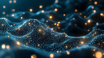 Wall Mural - artificial intelligence in a network connection. structural transmission of information. 3d renderin