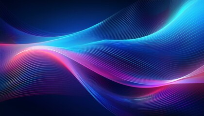 Fototapete - Dark abstract background with glowing waves. Shiny moving lines design element. Modern purple-blue gradient flowing wave lines.