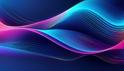 Aufkleber - Dark abstract background with glowing waves. Shiny moving lines design element. Modern purple-blue gradient flowing wave lines.