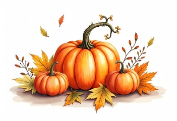 Autumn Leaves and Pumpkins vector design
