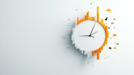 Wall Mural - a minimalistic circular timeline representing the stages of a business project, from planning to exe