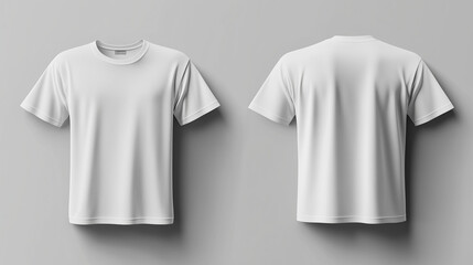 T-shirt mockup. White blank t-shirt front and back views. male clothes wearing clear attractive apparel tshirt models template | Generative AI
