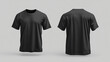 © ANDREI - T-shirt mockup. Black blank t-shirt front and back views. male clothes wearing clear attractive apparel tshirt models template | Generative AI